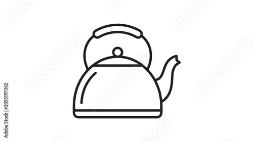 Black Line Art Kettle Icon For Kitchen Utensil Concepts