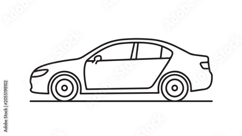 Car Side View Illustration On White Background For Transportation Concepts