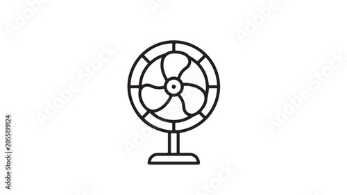 Electric Fan Icon Spinning On White Background For Technology Concepts