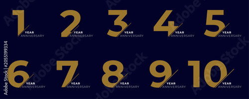 Fotografie Anniversary Year Celebration Logo Set from 1st to 10th Year Corporate Milestone
