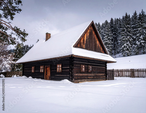 Old Slovak wooden house from the old days