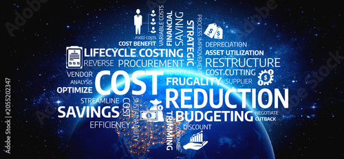 Foto Explore strategies for cost reduction and budgeting in business with this visually dynamic representation highlighting essential financial concepts and global impact