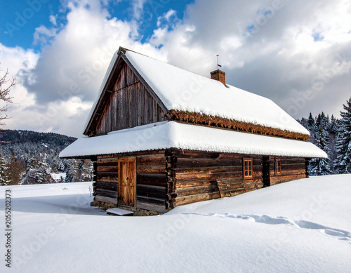 Old Slovak wooden house from the old days