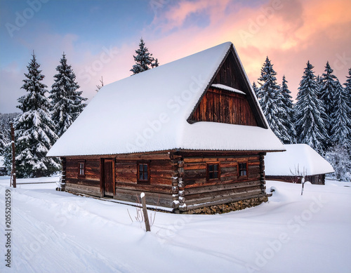 Old Slovak wooden house from the old days