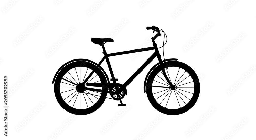 Fototapeta premium Black Bicycle Silhouette with Spoke Wheels.