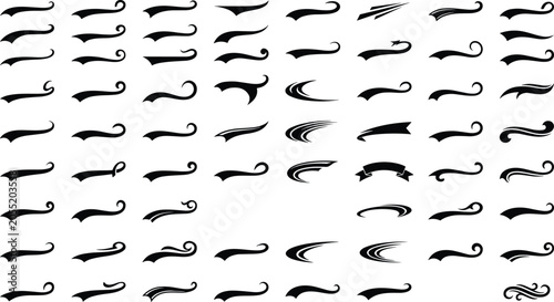 Bild auf Leinwand Typography swash and swoosh text tails black line vector set featuring calligrap