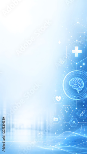 Blue background with medical illustration design