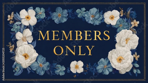 members only text surrounded by flowers illustration