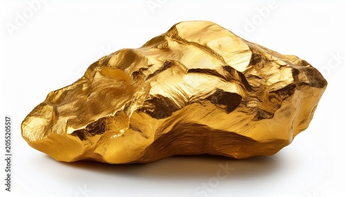 Gold Stone Nugget Isolated On White Background