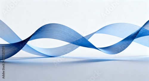Abstract Blue Wave Background with Flowing Satin Ribbon Design and Digital Light Effects