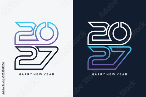 2027 happy new year icon design with creative idea. Vector illustration