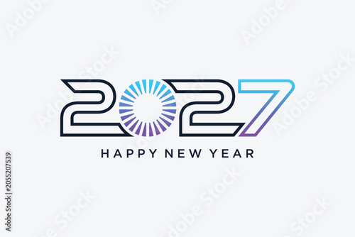 2027 happy new year icon design with creative idea. Vector illustration