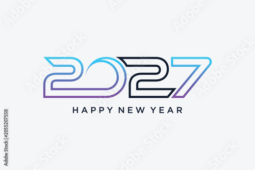2027 happy new year icon design with creative idea. Vector illustration
