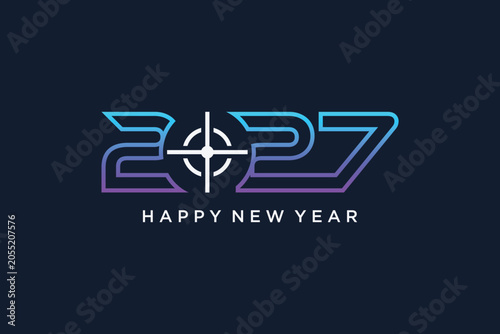 2027 happy new year icon design with creative idea. Vector illustration