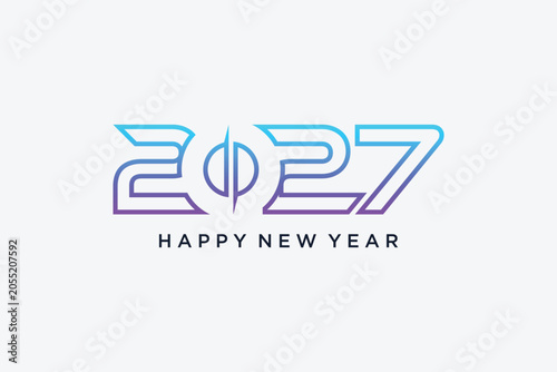 2027 happy new year icon design with creative idea. Vector illustration