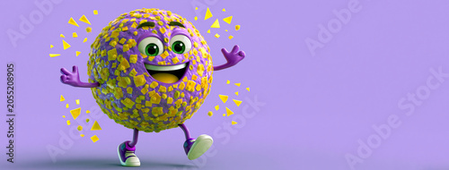 Cute cartoon allergen character covered with pollen particles illustrating allergy concept immune response and airborne allergen exposure in playful 3d style
