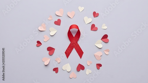 Red Awareness Ribbon With Hearts for Healthcare Support