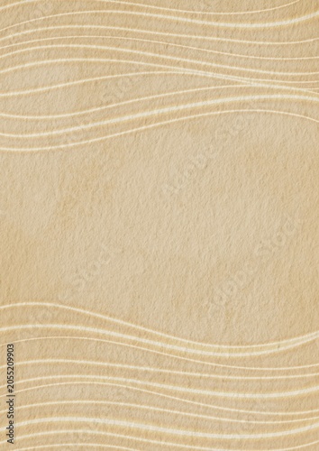 Architectural Abstract Background with Sand Beige Wave Lines and Rough Textured Paper for sand beach, dune, bakery and home decor.