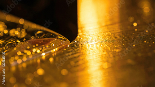 Water Droplets Condensation On Dark Polished Wood Surface