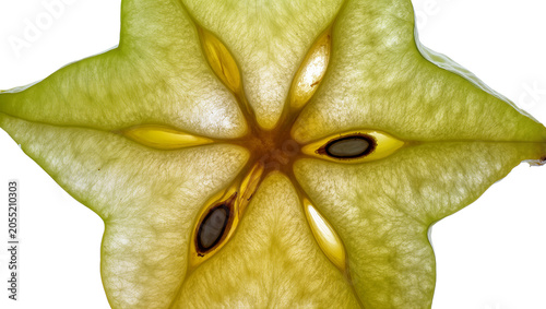 Foto Isolated star fruit cross-section, fresh vibrant carambola slice, healthy exotic