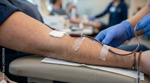Blood Donation Procedure Close Up in Medical Clinic
