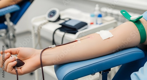 Blood Donor Arm During Donation in Blood Bank