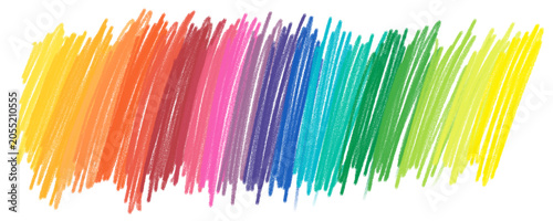 Billede på lærred rainbow colored pencil stroke texture with spectrum color gradient isolated on w