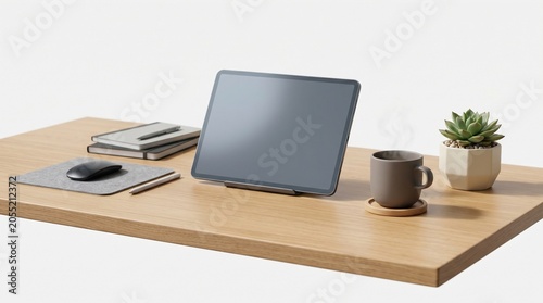 home office workspace with laptop and plants