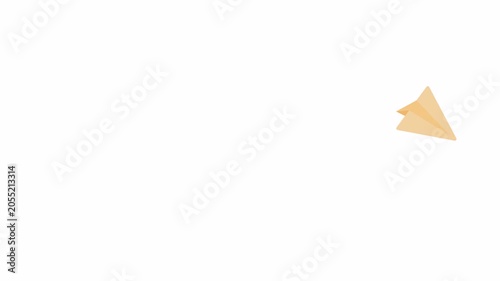 Mail send into paper plane cartoon  animation landscape video in alpha channel transparent background