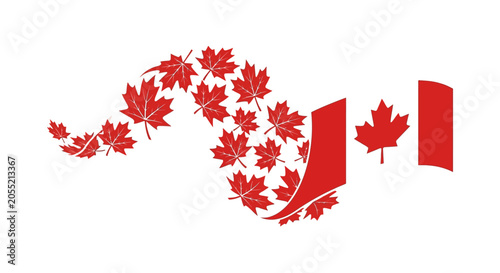 Canadian Maple Leaves Forming Flag Wave