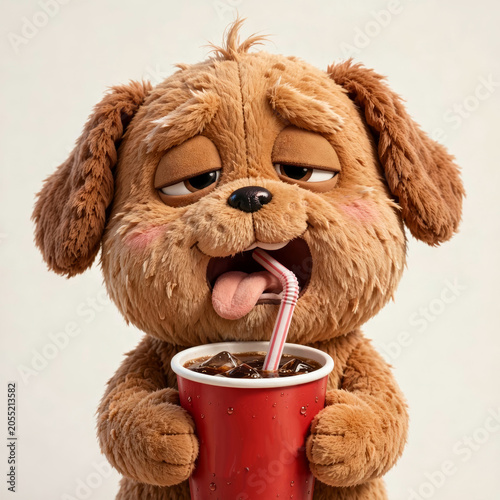 cartoon dog with a glass of cooling drink