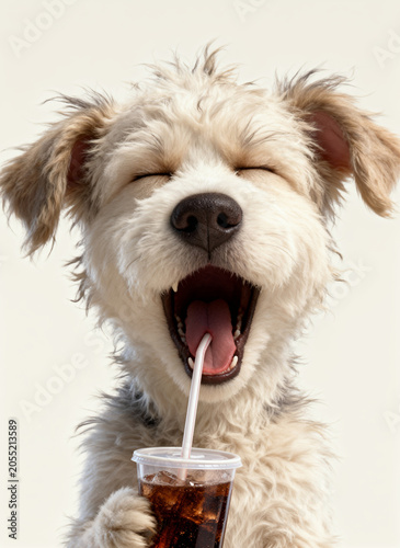cartoon dog with a glass of cooling drink