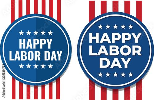 Foto Happy labor day badges with american flag stripes patriotic holiday greetings