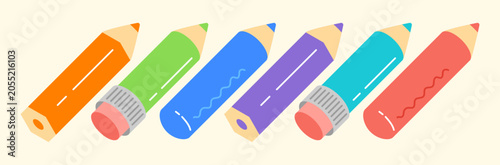 vector set of colored pencils