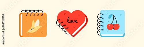 vector set of cute ring notebooks