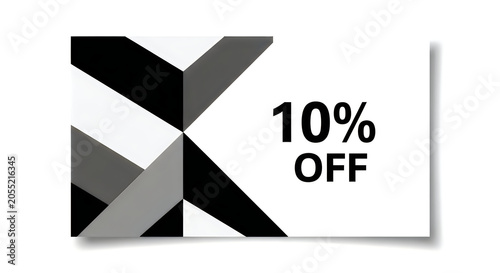 Promotional discount banner offering ten percent off with a stylized x design