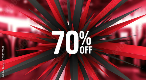 Massive discount offer showcasing seventy percent off sale
