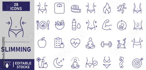 Foto A set of 28 slimming line icons