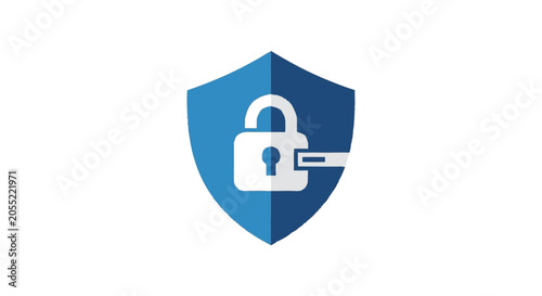 Partial graphic rendering of a bright blue shield symbol vertically or