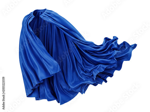 Tablou pe pânză Dramatic flowing blue silk fabric, vibrant material billowing dynamically, isolated on a transparent background
