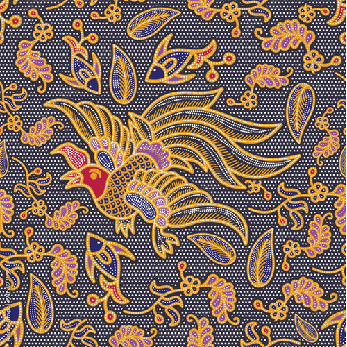 Elegant Batik Cenderawasih illustration featuring the iconic bird of paradise in traditional Indonesian decorative style