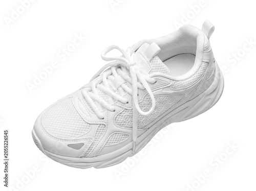 Trendy white chunky athletic sneaker with modern design elements, perfect for active fashion, transparent background.