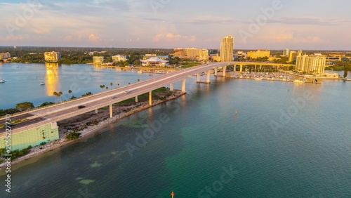Clearwater Memorial Causeway and Downtown Clearwater at Sunset
