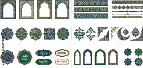 Photos Islamic traditional ramadan mubarak ornament vector element set, oriental arabes