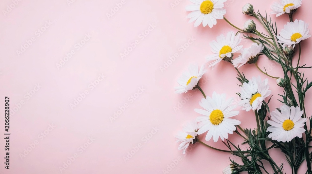 Obraz premium daisies on pink background