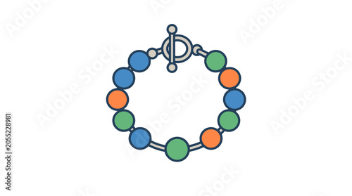 Colorful Beaded Bracelet with Toggle Clasp.