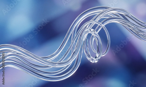 3D Glass Streamline Wave – Abstract Pipe‑Shaped Tubular Curves