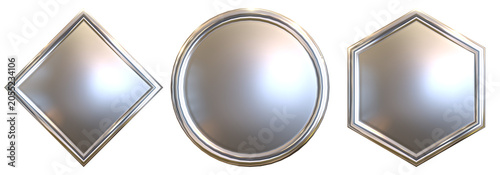Luxury Silver Metallic 3D Geometric Badge Set for Awards, Labels and Certificates