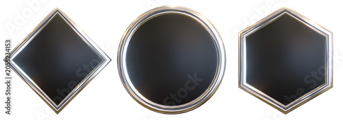 Luxury Silver and Black Metallic 3D Geometric Badge Set for Premium Labels and Awards