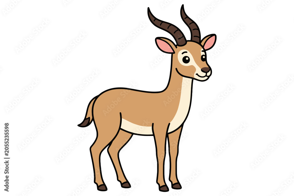 Obraz premium Cartoon Gazelle Animal Illustration with Alphabet Characters